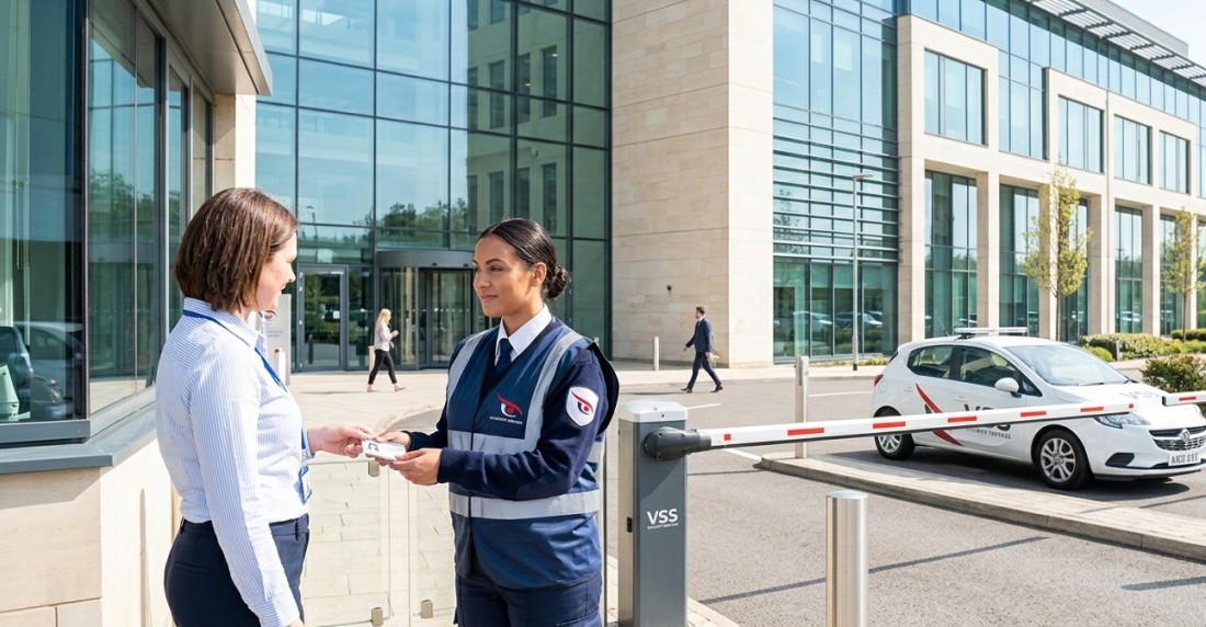 Security officer protecting a vacant commercial property in the UK