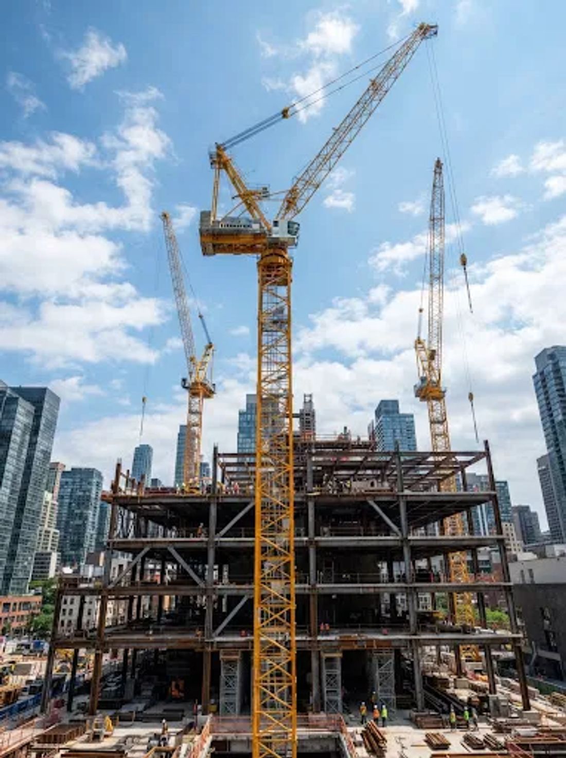 Tower crane over a UK building development protected by Vigilant