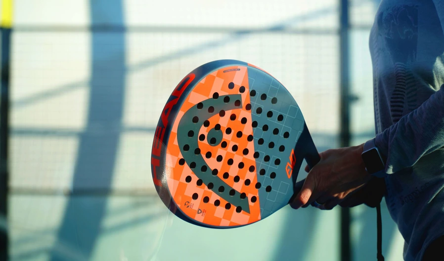 A close-up photo of a padel racket