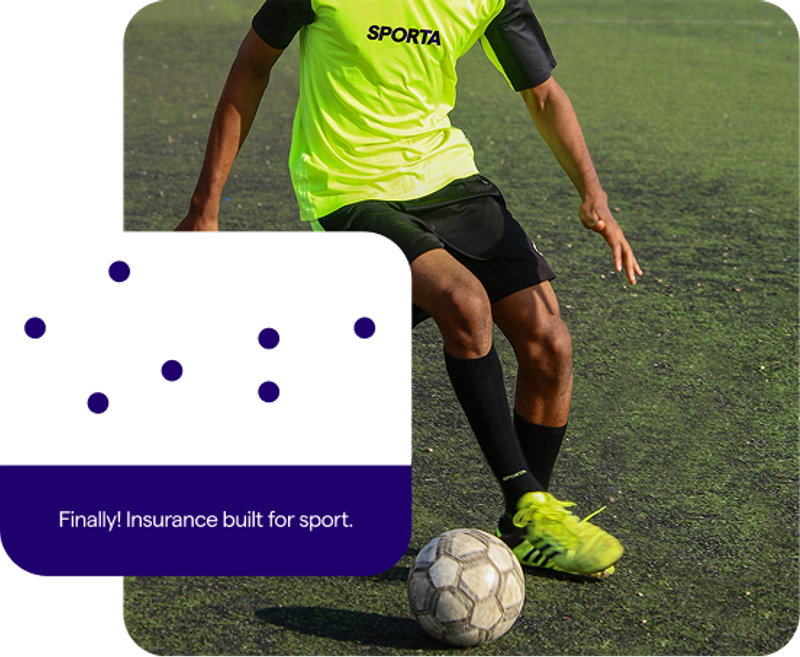 Sample UI showing "Finally! Insurance built for sport."