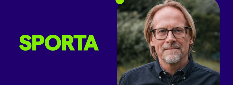 Image of David Wishart on a SPORTA purple background with a logo alongside