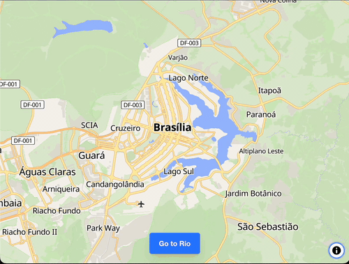 Gif showing map moving from Brasilia to Rio de Janeiro when clicking button