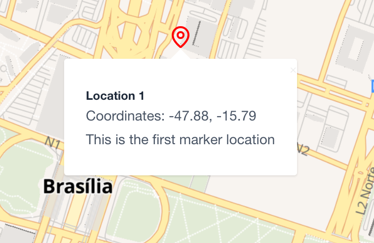 Example of map marker with popup.