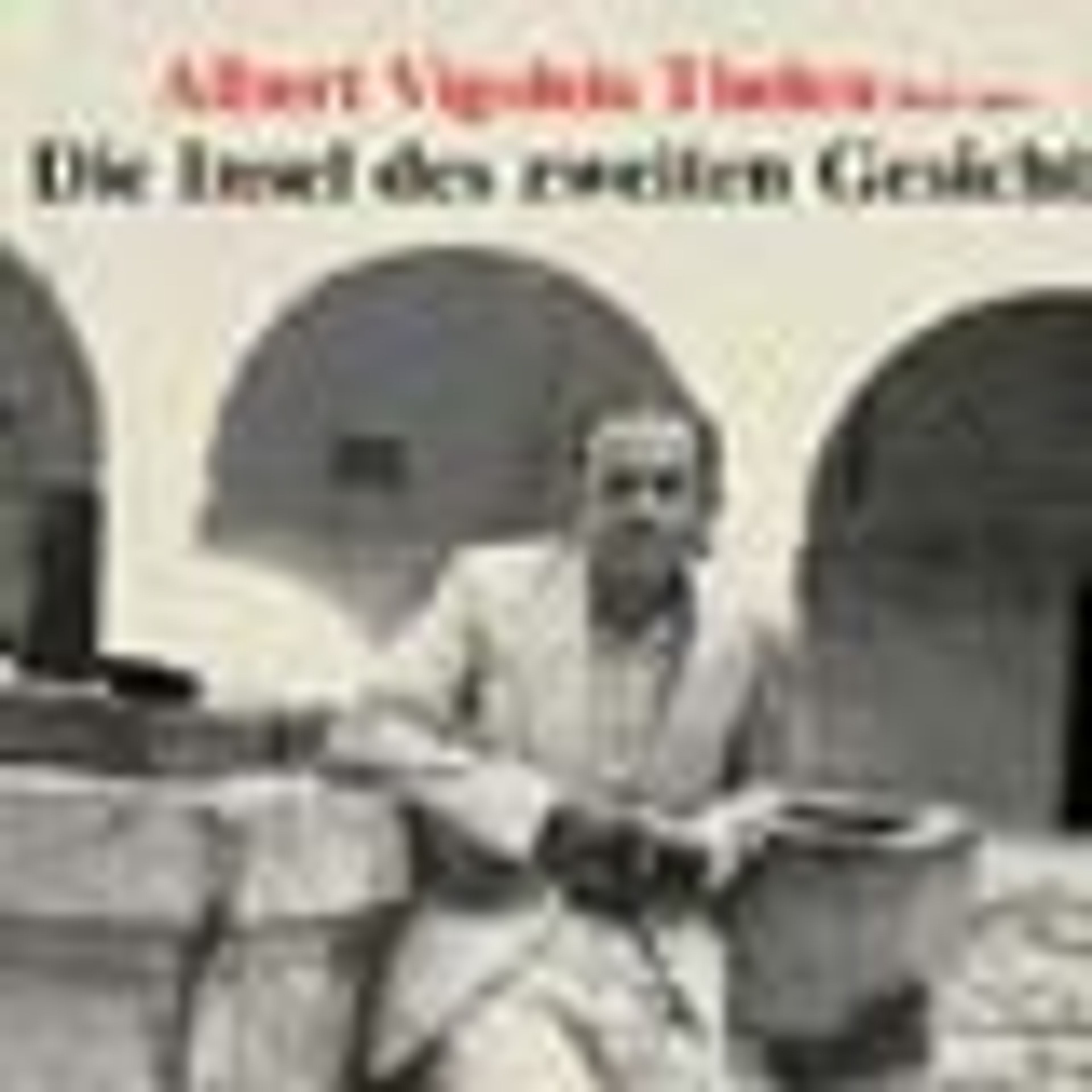 Book cover for "Die Insel des zweiten Gesichts" by Albert Vigoleis Thelen, featuring a black and white photo of a man in a light suit sitting outdoors.