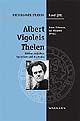 Book cover for "Albert Vigoleis Thelen" featuring a black and white portrait of the author on a blue and black background.