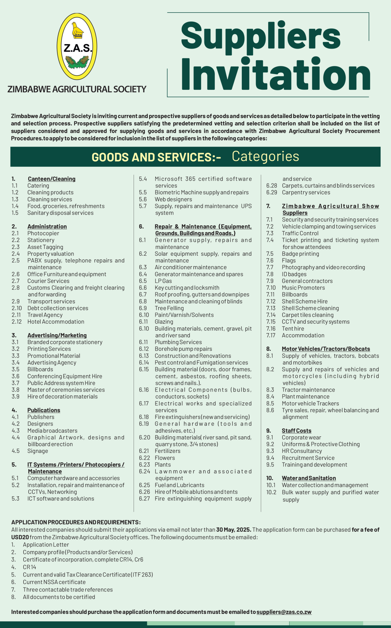 ZAS Suppliers Invitation — May 2025