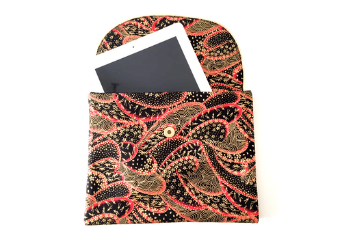 Housse tablette noir rouge or