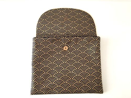 housse tablette bleu nuit or