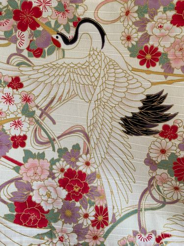 Sac cabas beige motifs grues