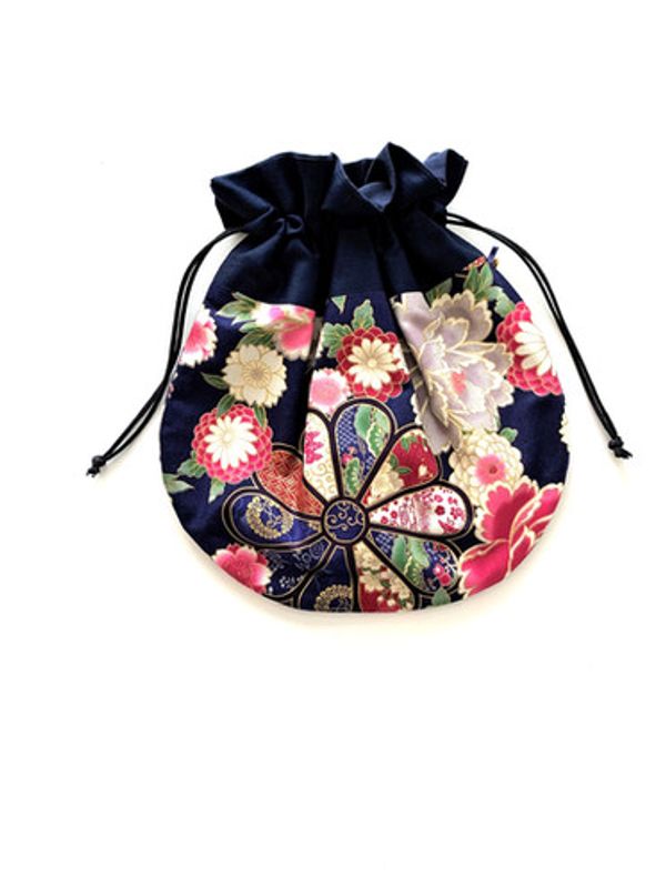 Pochette floral fond bleu marine