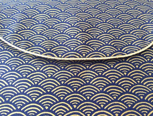 Housse tablette seigaiha bleu or