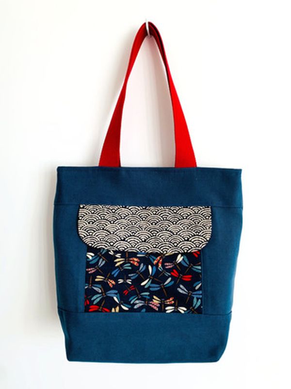 Cabas bleu libellules