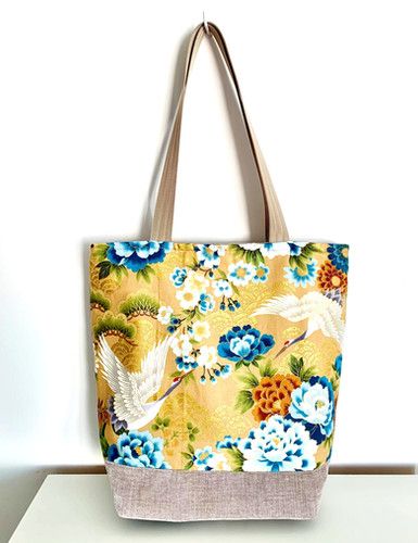 Cabas grue velours beige