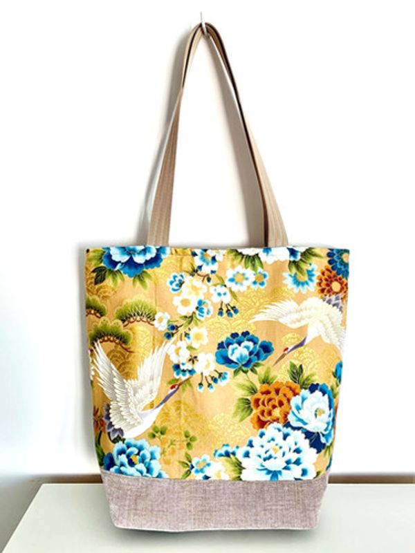 Cabas grue velours beige