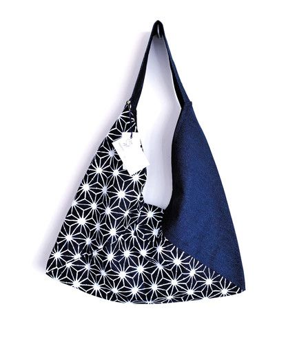 Sac triangle bleu asanoha