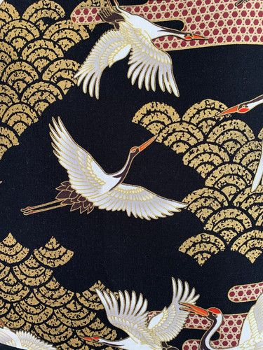 Sac cabas noir motifs grues