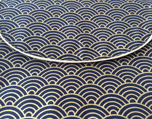 housse tablette bleu nuit or