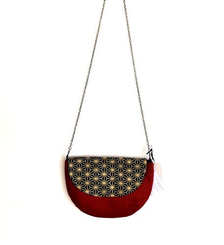 Sac demi-lune rouge et noir