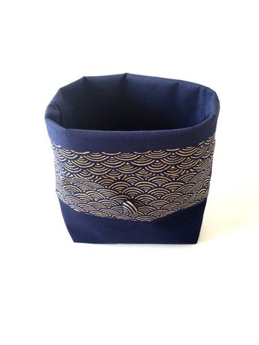 Trousse/panier seigaiha bleu or