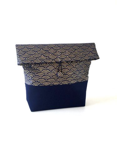 Trousse/panier seigaiha bleu or