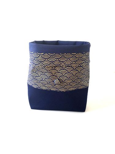 Trousse/panier seigaiha bleu or