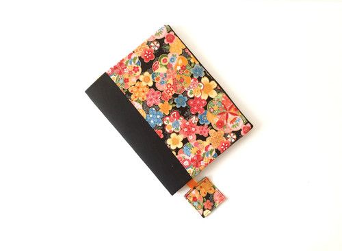 Couvre livre japonais fleurs multicolores