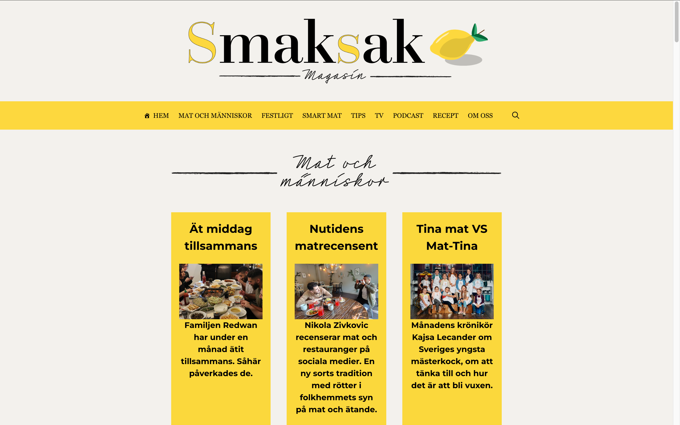 Web design of the magazine Smaksak
