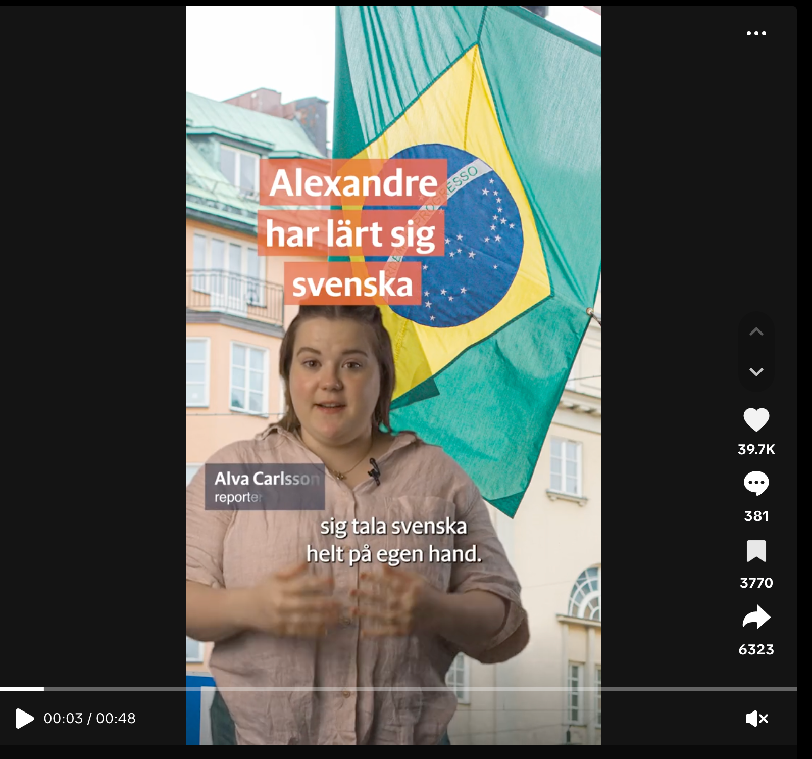 Screenshot of a viral Tiktok video for Göteborgs-Posten