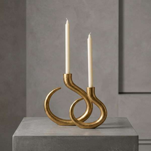 Set x2 de Candelabros en acero dorado - Imagen 4