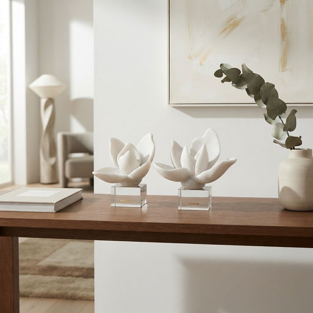 Escultura Decorativa Flor de Loto Bajo - Imagen 1
