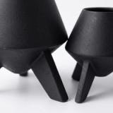 Jarrón grande negro en ceramica tallado - vista 2