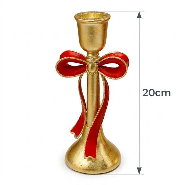 Portavelas Decorativo Lazo Dorado Navideño - Vista secundaria