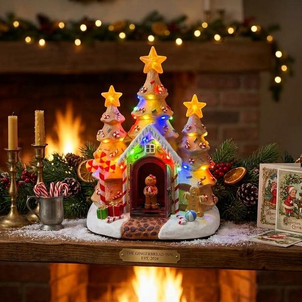 Árbol Dulce de Navidad con Casita de Galleta