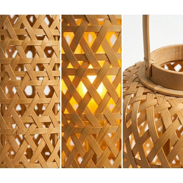 Farol de Bambu Entretegido con Cilindro Mediano - Imagen 4