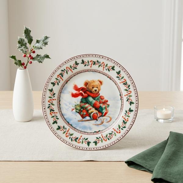 Plato Decorativo Navideño Osito Invernal