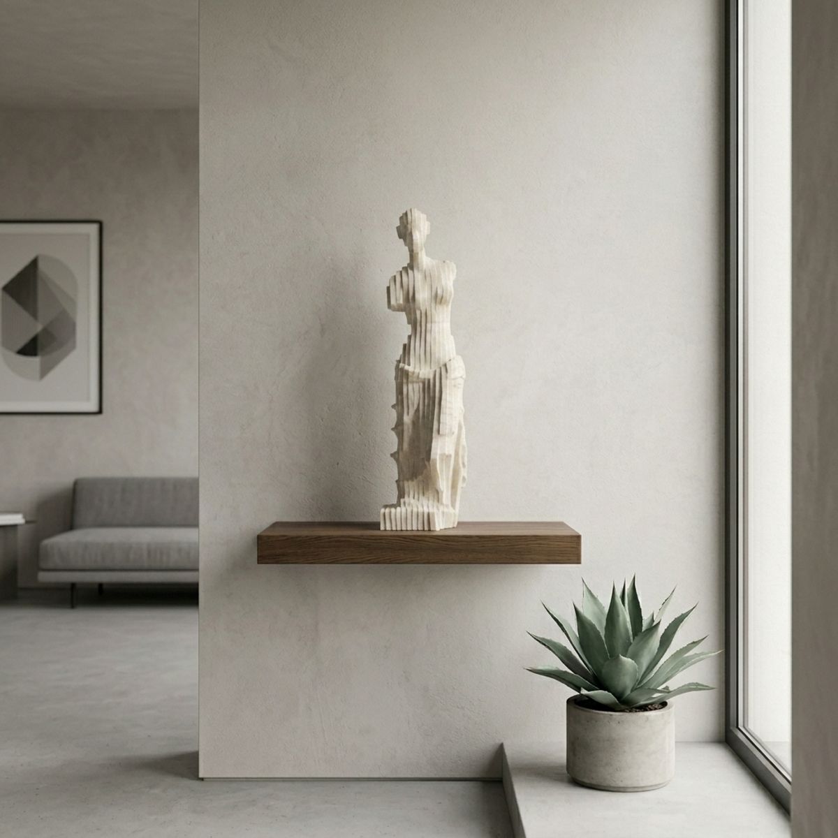 Escultura Clasica Fragmentada tono marfil