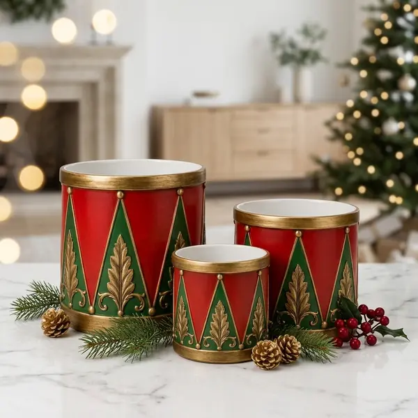 Tambores Navideños Dorados bajo