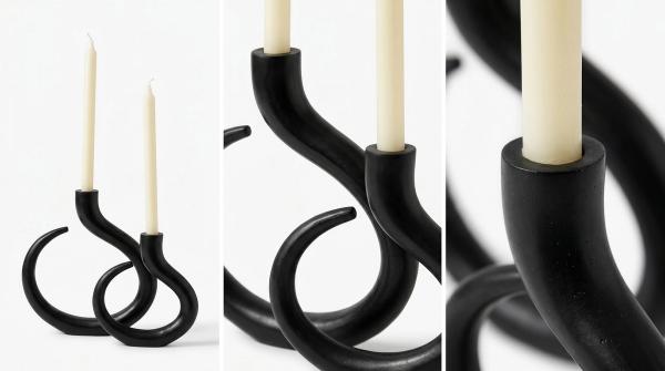 Set x2 de Candelabros en acero negro - Imagen 5