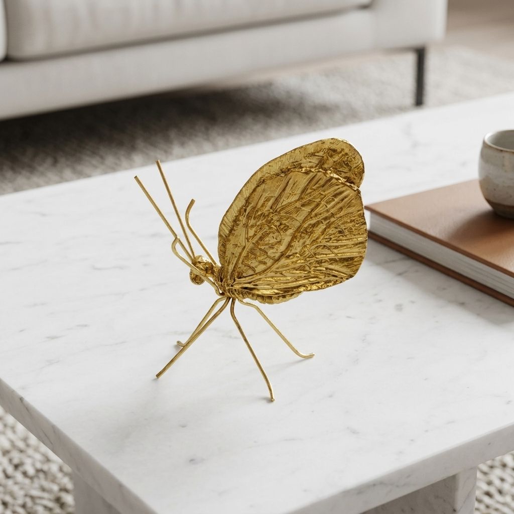 Escultura Mariposa Imperial Dorada - Imagen 1