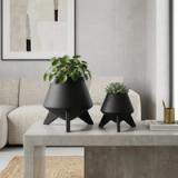 Jarrón grande negro en ceramica tallado - vista 1