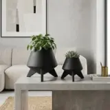 Jarrón grande negro en ceramica tallado - vista 1