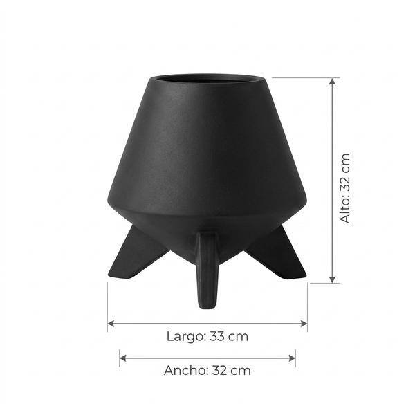 Jarrón grande negro en ceramica tallado - Imagen 4