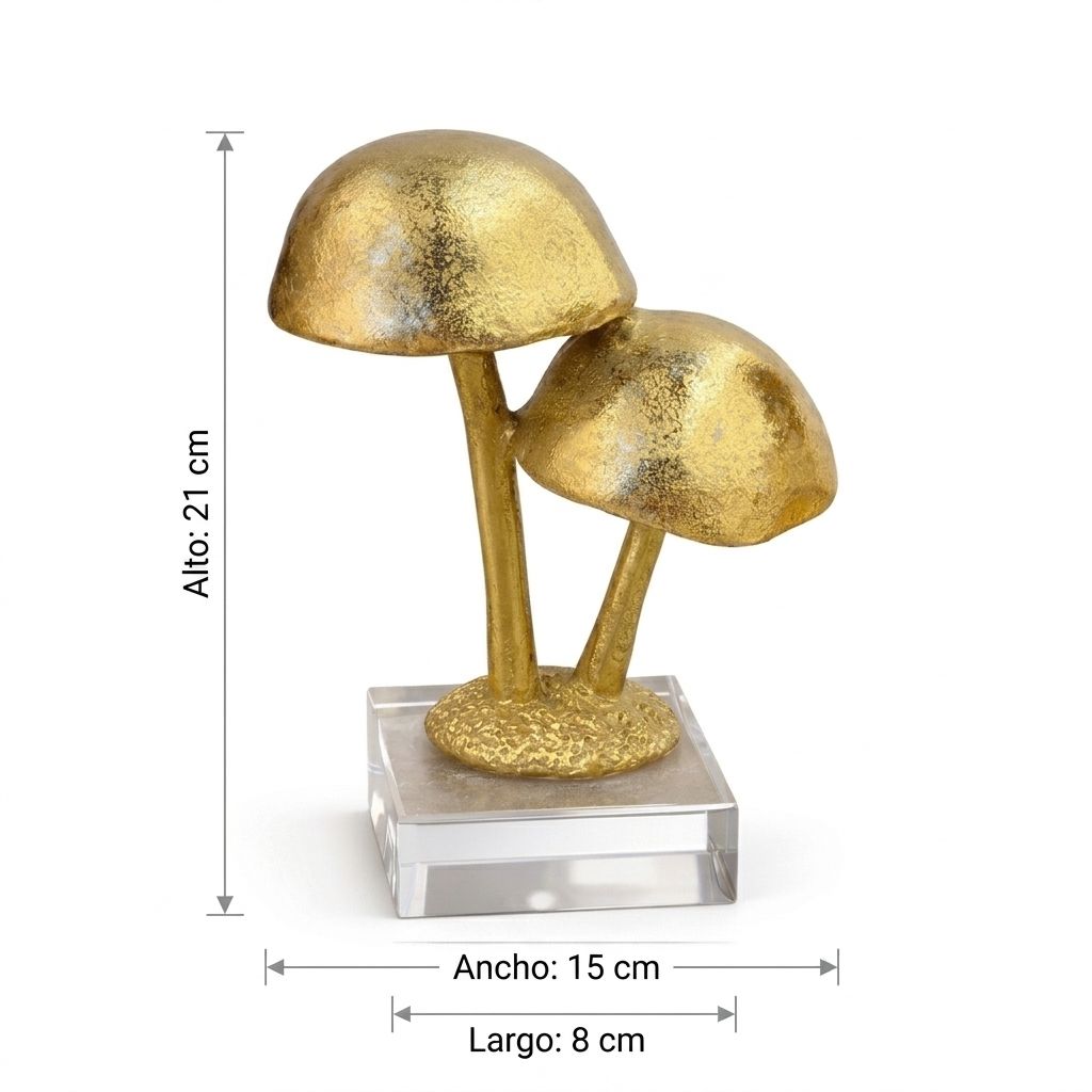 Escultura Decorativa Fungi Dorado - Imagen 2