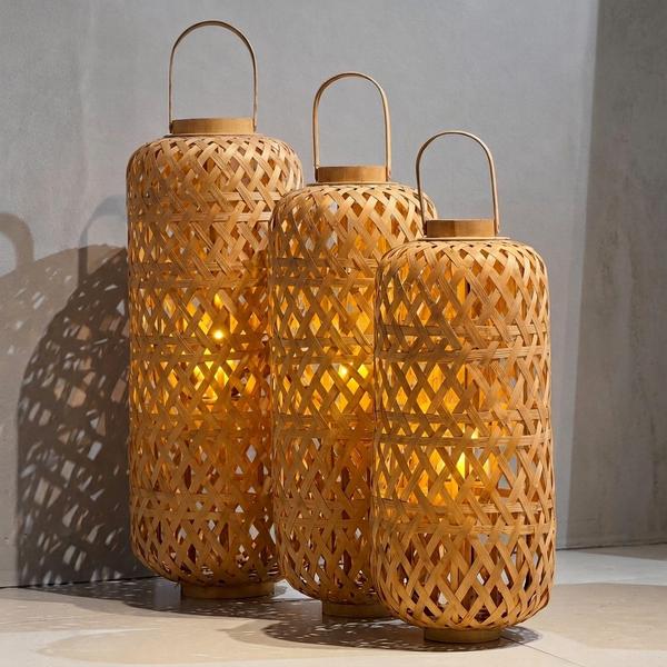 Farol de Bambu Entretegido con Cilindro Mediano - Imagen 1