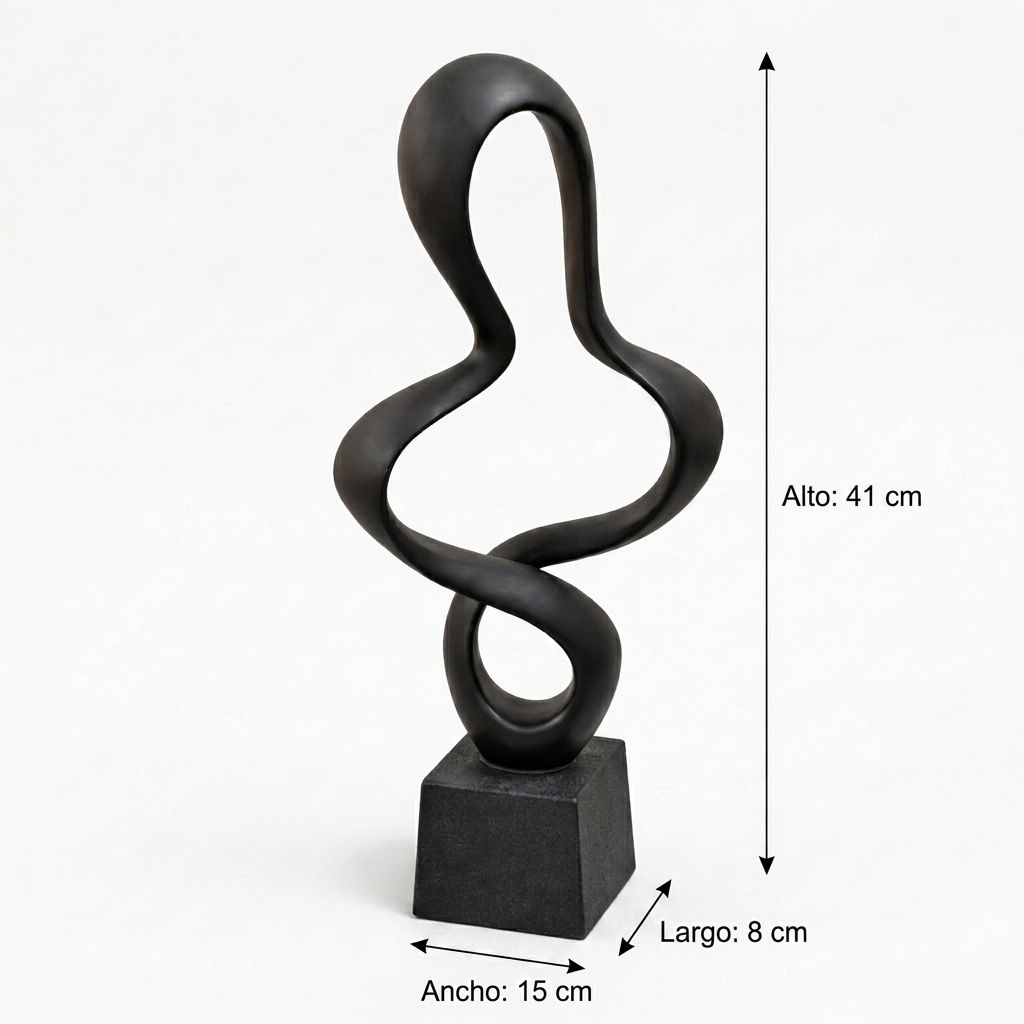 Escultura Abstracta Fluida Negra - vista 2