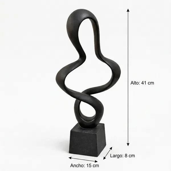 Escultura Abstracta Fluida Negra - Vista secundaria