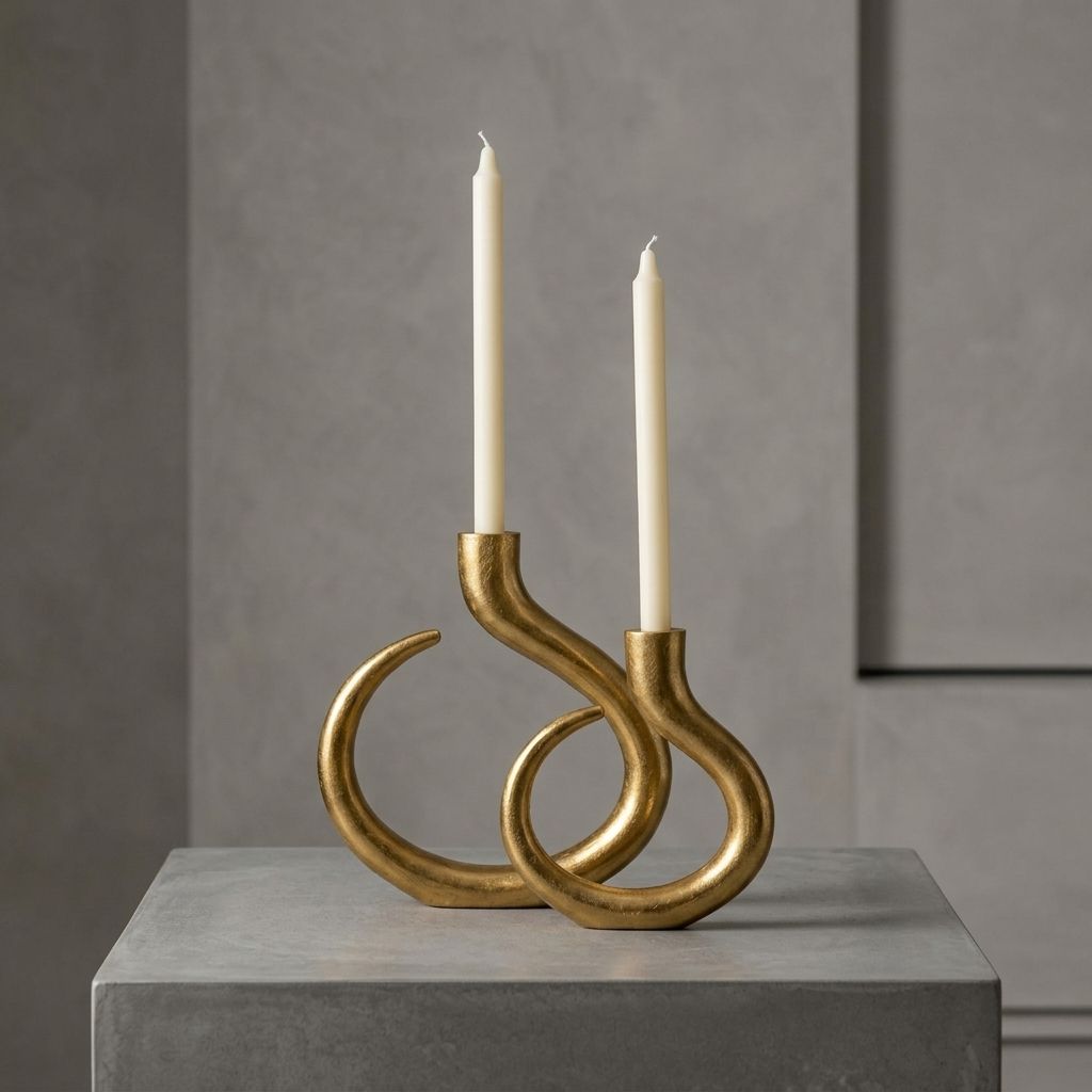 Set x2 de Candelabros en acero dorado - Imagen 1