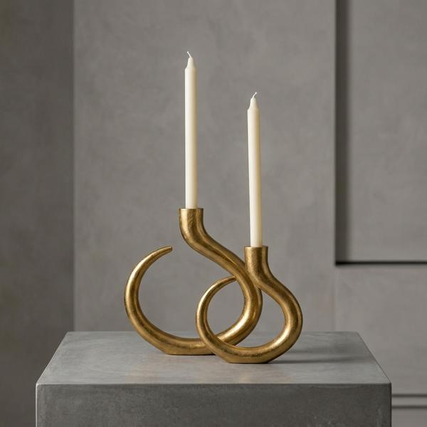 Set x2 de Candelabros en acero dorado - Imagen 1