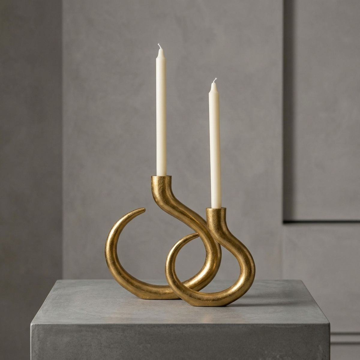 Set x2 de Candelabros en acero dorado