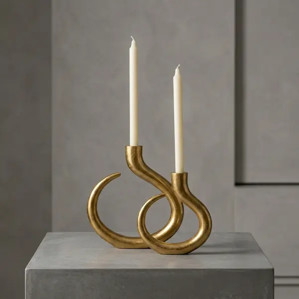 Set x2 de Candelabros en acero dorado